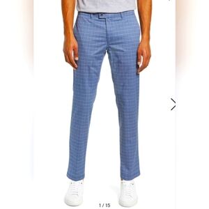 Brax Felix Plaid Stretch Cotton Flat Front Pants size 32/32